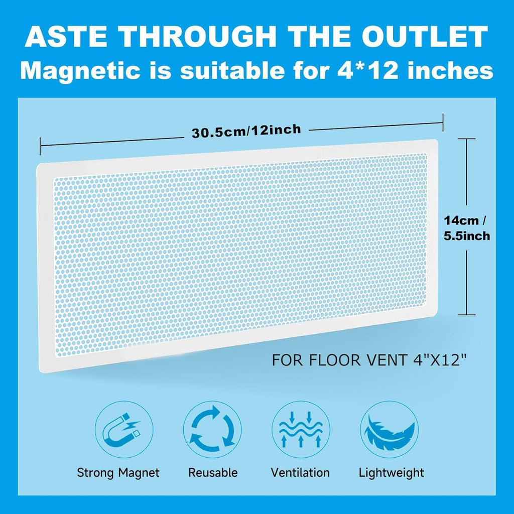 4 PCS White Magnetic Vent Covers - 5.5"x12" Magnetic Air Vent Screen