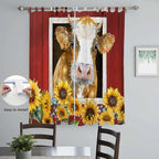 Cows Sunflowers Living Room Curtains 96 Inch Length, Window Curtains Tab Top - Image 4