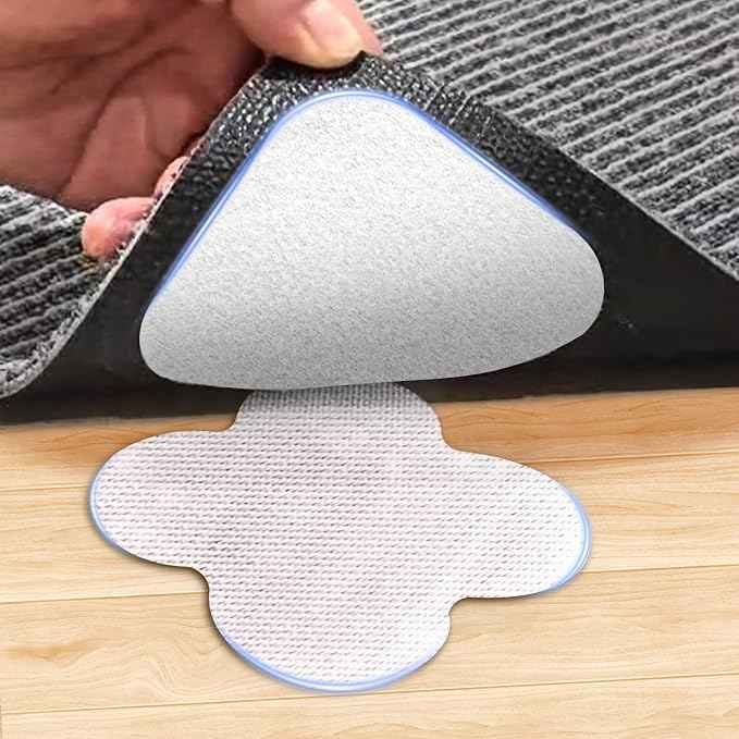 16 Sets Super Adhesive Carpet Pad Gripper, Heavy Duty Hook and Loop Strips Rug