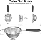 U-Taste Medium Fine Mesh Strainer: 18/8 Stainless Steel 4.73in 30 Mesh Kitchen - Image 2