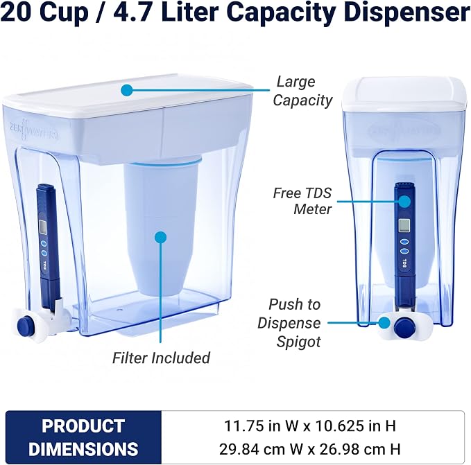 ZeroWater 20-Cup Ready-Pour 5-Stage Water Filter Dispenser - Image 3