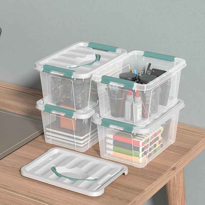 Zopnny 7 Quart Small Clear Storage Latch Box