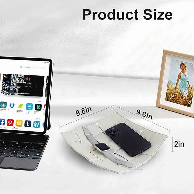 Valet Tray for Men and Women PU Leather Key Holder Bowl for Entryway Table