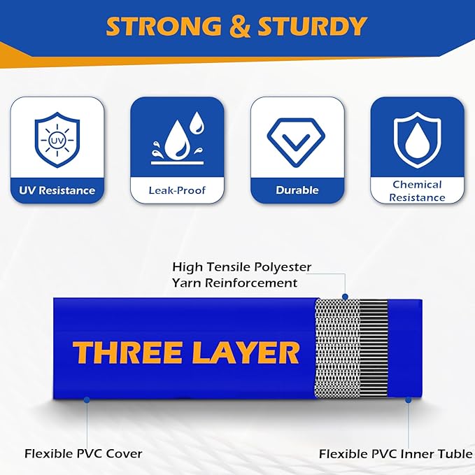 2" x 100 ft Discharge Hose for Swimming Pools, Heavy Duty PVC Lay Flat Water - Image 4