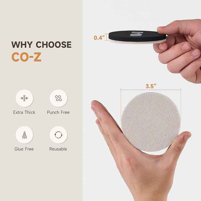 CO-Z 16pcs Felt Furniture Sliders