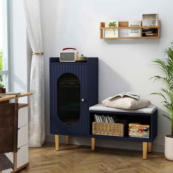 HLR Storage Bench Set of 2, L-Shaped Storage Cabinet
