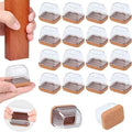 Ezprotekt 24 Pcs Rectangle Clear Silicone Chair Leg Floor Protectors Caps