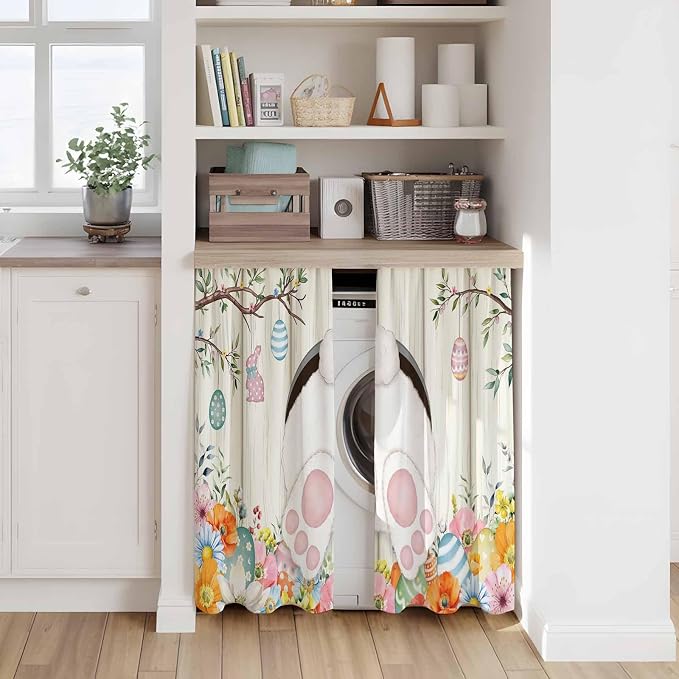 Easter Kitchen Tier Curtains 45 Inch Long 2 Panel Set, Rod Pocket Short Window - Image 7