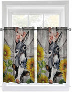 Farmhouse Kitchen Curtains 54 Inches Length, Vintage Sunflowers Animals Printed by Unknown