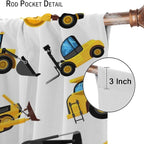 Kids Construction Equipment Window Curtains, Excavator Tractor Tow Truck Rod - Image 6