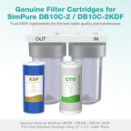 SimPure Whole House Water Filter Cartridges 5 Micron 10" x 4.5" CTO+GAC/KDF - Image 2