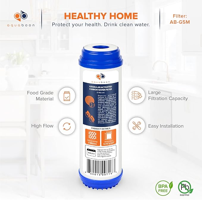 Aquaboon 5 Micron 10 x 2.5 Granular Activated Carbon Water Filter Cartridge GAC - Image 4