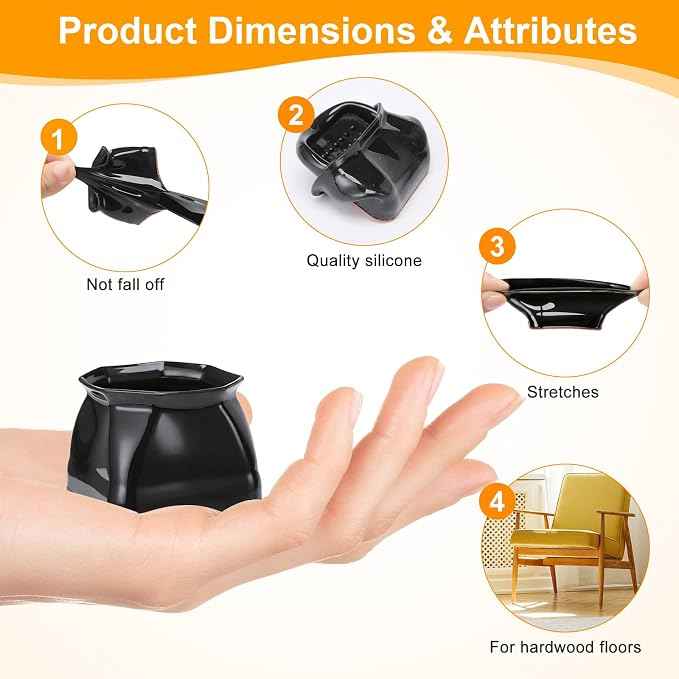 CHUNZEXI 24 Pack Square Chair Leg Floor Protectors