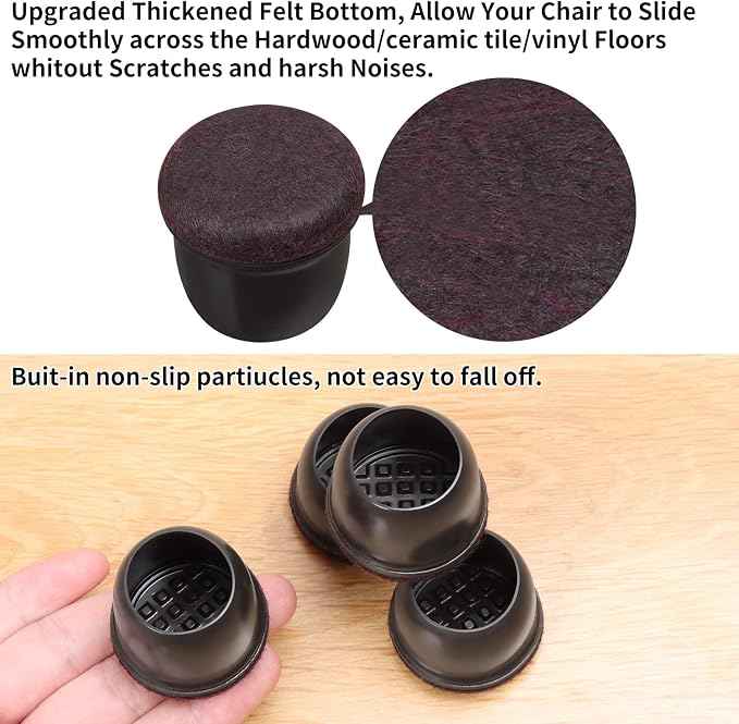 Ezprotekt 24 Pcs Round Silicone Chair Leg Floor Protectors