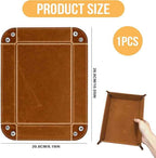 PU Leather Jewelry Valet Tray for Women and Men, Premium Catchall Tray for Keys