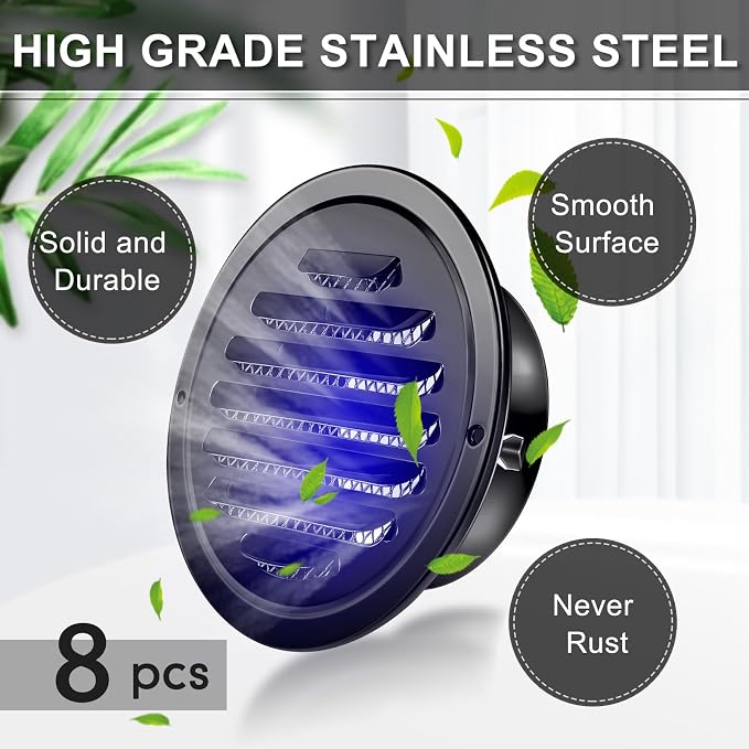 Zonon 8 Pcs Stainless Steel Soffit Vents 6 Inch Round Dryer Vent Cover - Image 5