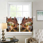 Farm Yaks Kitchen Curtains 36 Inch Length, Small Window Curtains Tab Top - Image 2