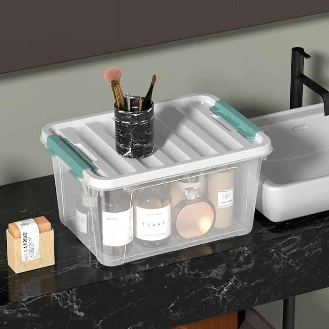 Zopnny 20 Quart Clear Latching Container Box, Plastic Storage Bin
