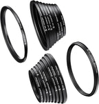 K&F CONCEPT 18 Pieces Filter Ring Adapter Set, Camera Lens Filter Metal by KFCONCEPT