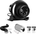iPower 4 Inch 195 CFM Inline Fan, Air Carbon Filter, 8 Feet Aluminum 4 Layer by iPower