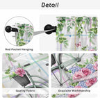 Spring Tier Curtains, Bicycles Botanical Leaves Rose Colorful Stripes Light - Image 9