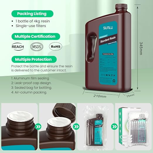 SUNLU 3D Printer Resin 4kg, Fast Curing Standard 3D Resin - Image 2