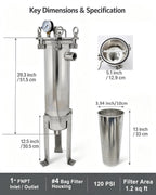 #4 Bag Filter Housing 304 Stainless Steel Filter Solid-Liquid