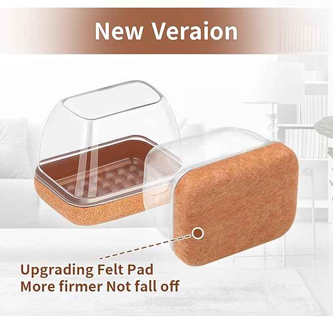Ezprotekt 8 Pcs Rectangle Clear Felt Chair Leg Floor Protectors