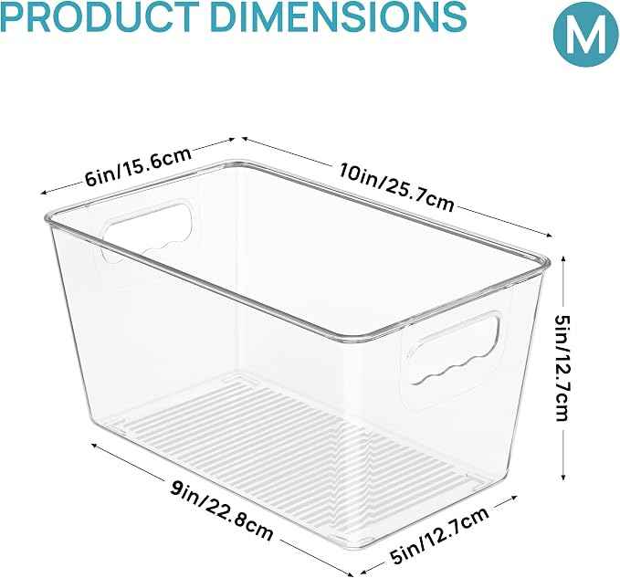 Vtopmart Clear Plastic Storage Bins, Countertops, Freezer Organization
