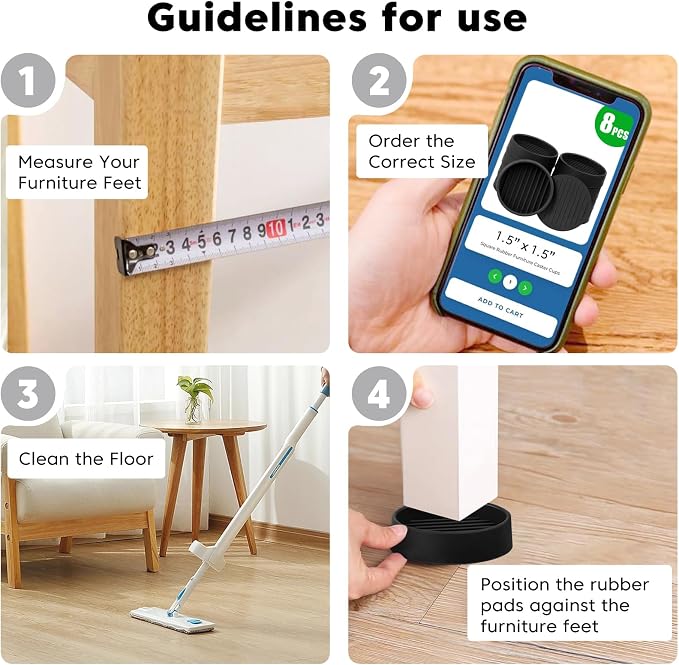 1.5" x 1.5" Rubber Furniture Pads Non Slips - Image 8
