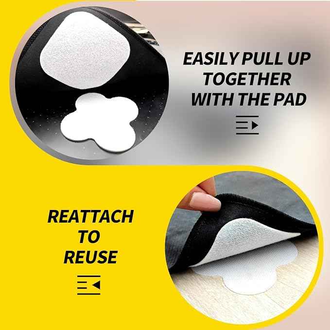 16 Sets Super Adhesive Carpet Pad Gripper, Heavy Duty Hook and Loop Strips Rug