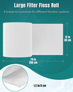 Pawfly 79 x 12 Inch White Cuttable Aquarium Filter Pad, 2 Inch Thick High - Image 3
