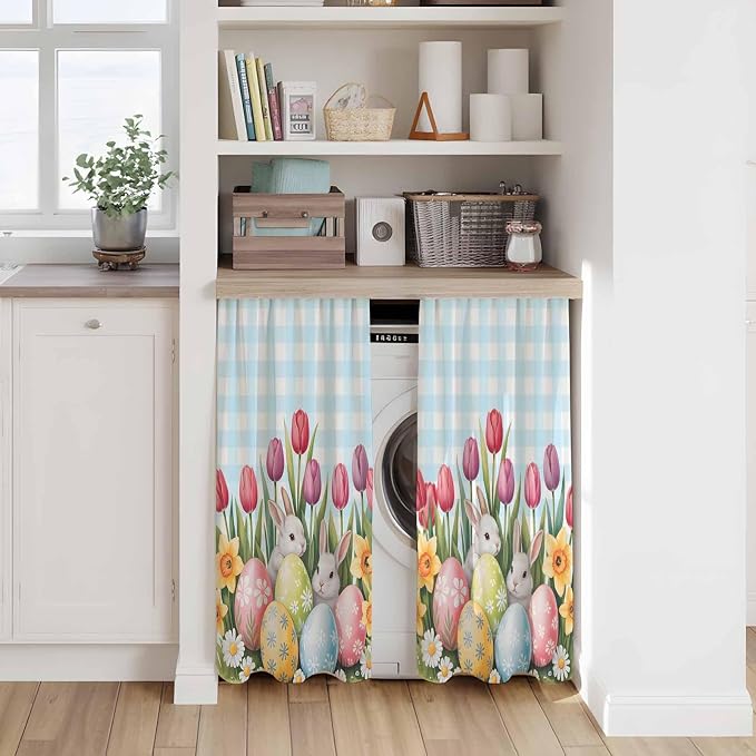 Easter Kitchen Tier Curtains 45 Inch Long 2 Panel Set, Rod Pocket Short Window - Image 7