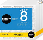 Simply 16x25x1 Air Filter, Merv 8, MPR 600, 12 Pack, Furnace Air Filter by SimplyFilters