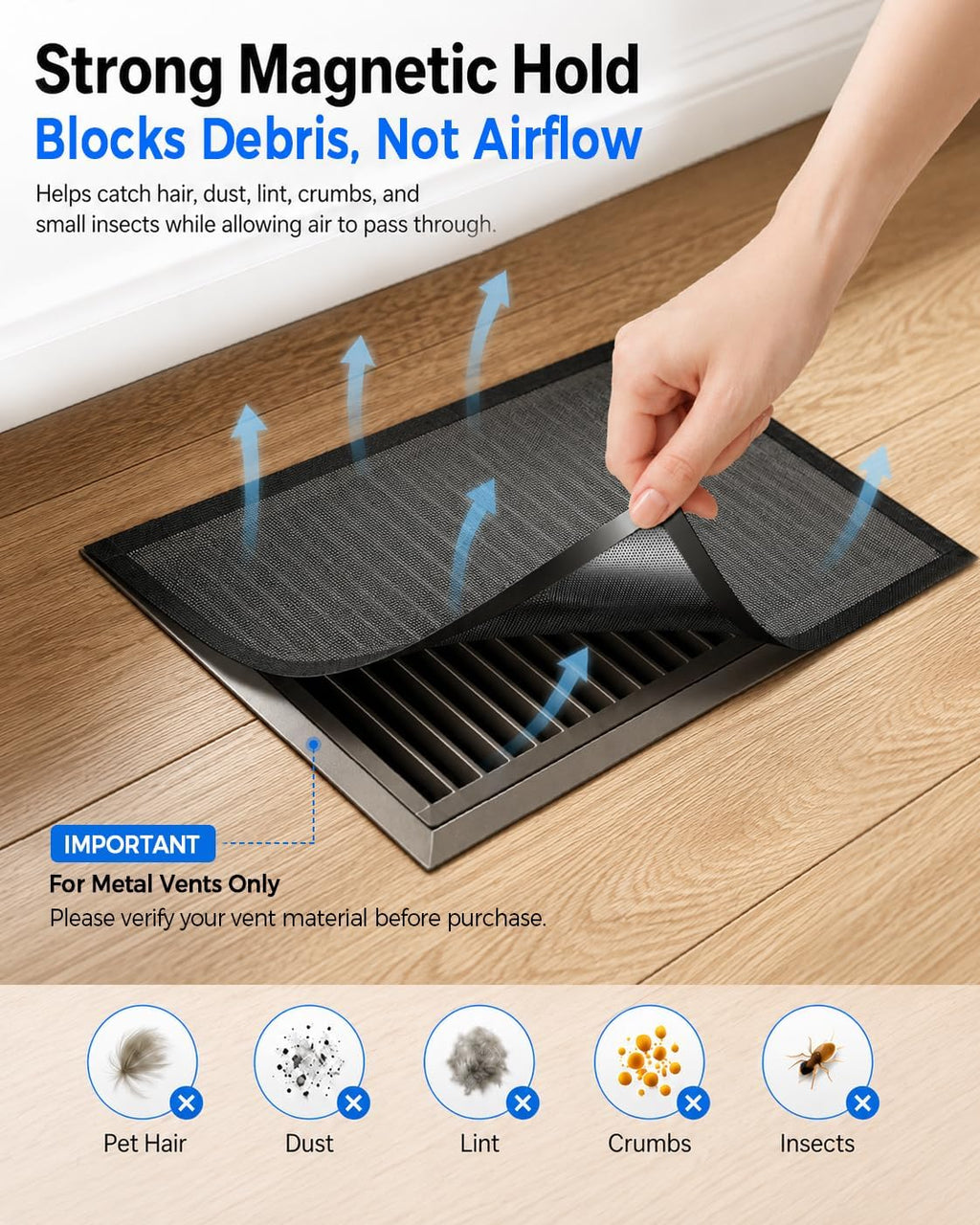 4 Pack Magnetic Mesh Vent Covers, 15.7 x 11.8 Inch Cut to Fit