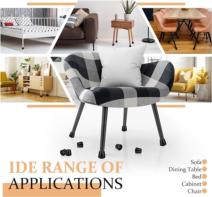 1" Round Rubber Chair Leg Tips Caps, Chair Leg Floor Protectors Furniture Legs - Image 5