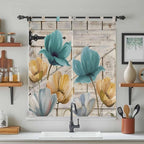 Watercolor Flowers Bathroom Curtains 63 Inch Length, Window Curtains Tab Top - Image 3