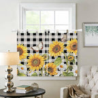 Sunflowers Bedroom Curtains 63 Inch Length, Window Curtains Tab Top - Image 2