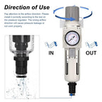 3/8"NPT Air Filter Regulator Combo Piggyback, 5 Micron Brass Element, Auto Drain - Image 4