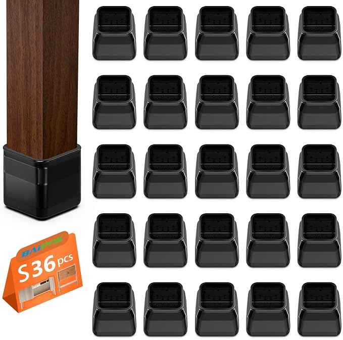 BAIPOK 36Pcs Square Chair Leg Floor Protectors, Chair Leg Protectors