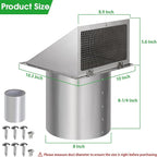 8 Inch Wall Vent, Hooded Wall Vent - Image 2