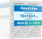10x10x1 AC Air Filter MERV 8 MPR 600 FPR 5 HVAC Furnace Pleated Filters Dust by AmazEden