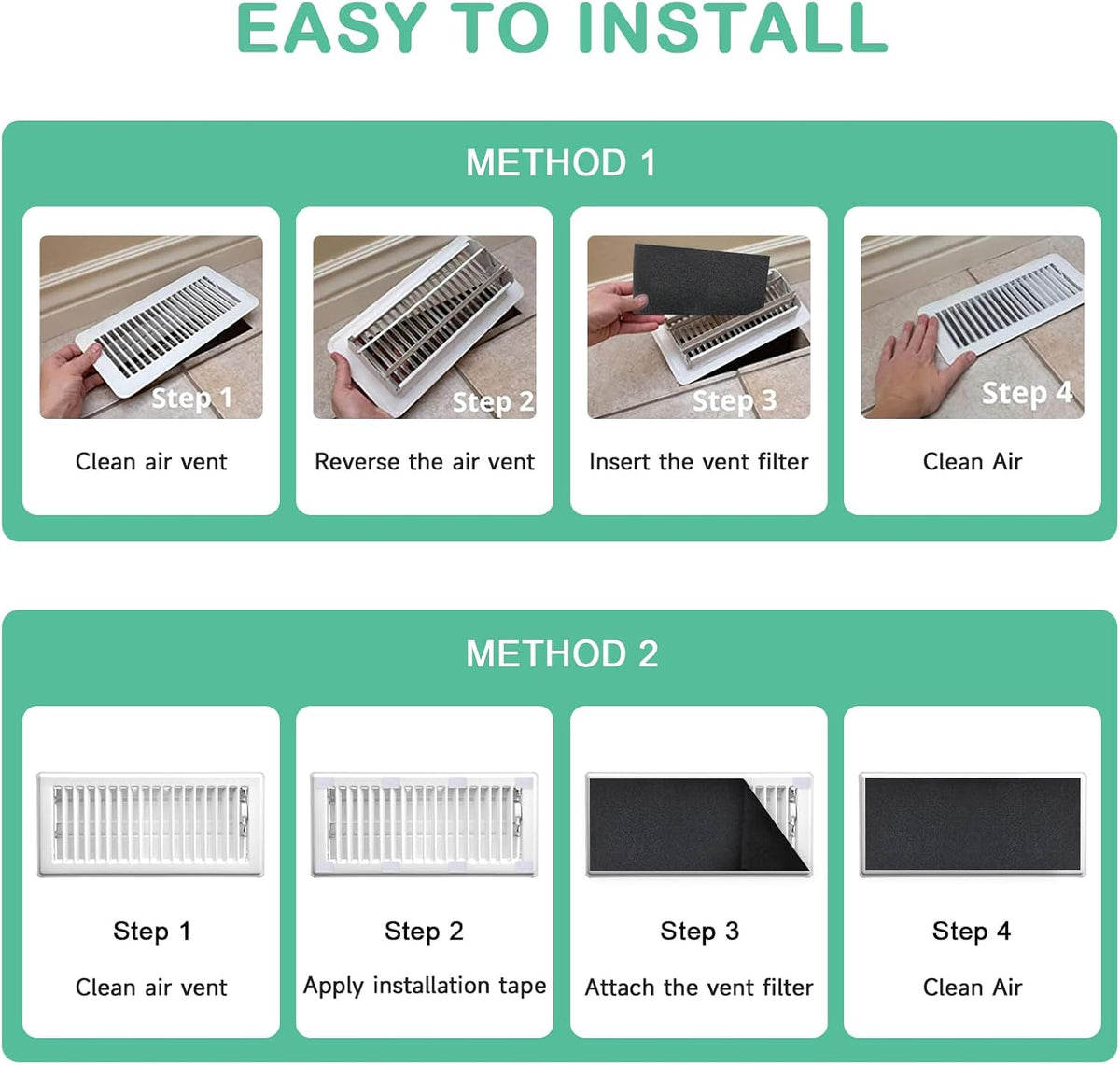 Air Vent Filter 4"x10" Activated Charcoal Carbon Floor Heater Filter
