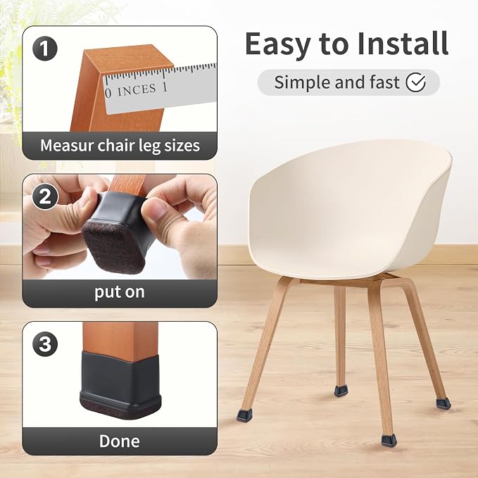 Ezprotekt 16 Pcs Rectangle Black Felt Chair Leg Floor Protectors - Image 7