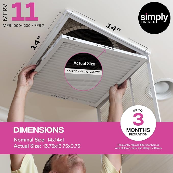 Simply 14x14x1 Air Filter, Merv 11, MPR 1000, 4 Pack, Furnace Air Filter - Image 3