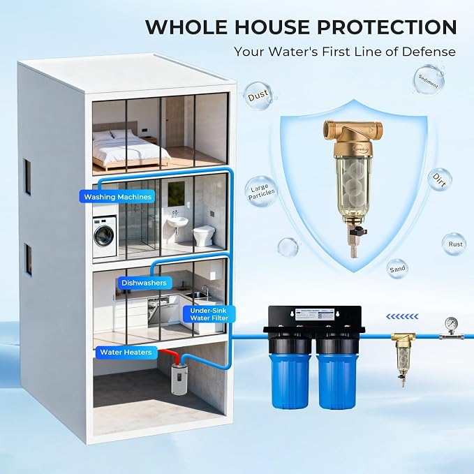 iSpring WSP-1000SL Reusable Whole House Spin Down Sediment Water Filter - Image 7