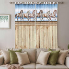 Western Horse Living Room Curtains 96 Inch Length, Window Curtains Tab Top - Image 3