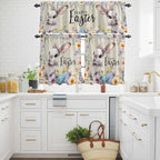 Easter Grey Bunny Kitchen Curtains Set 3 Piece - Image 3