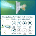 AirPurete 20x25x1 HVAC Furnace Air Filters | Actual Size: 19-1/2" x 24-1/2" x - Image 3