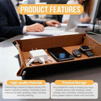 PU Leather Jewelry Valet Tray for Women and Men, Premium Catchall Tray for Keys